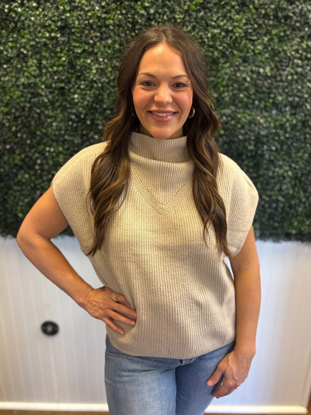 Coffee & Cream Mock Neck Sweater