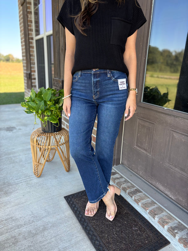 Mara Tummy Control Crop Straight Jean - Risen