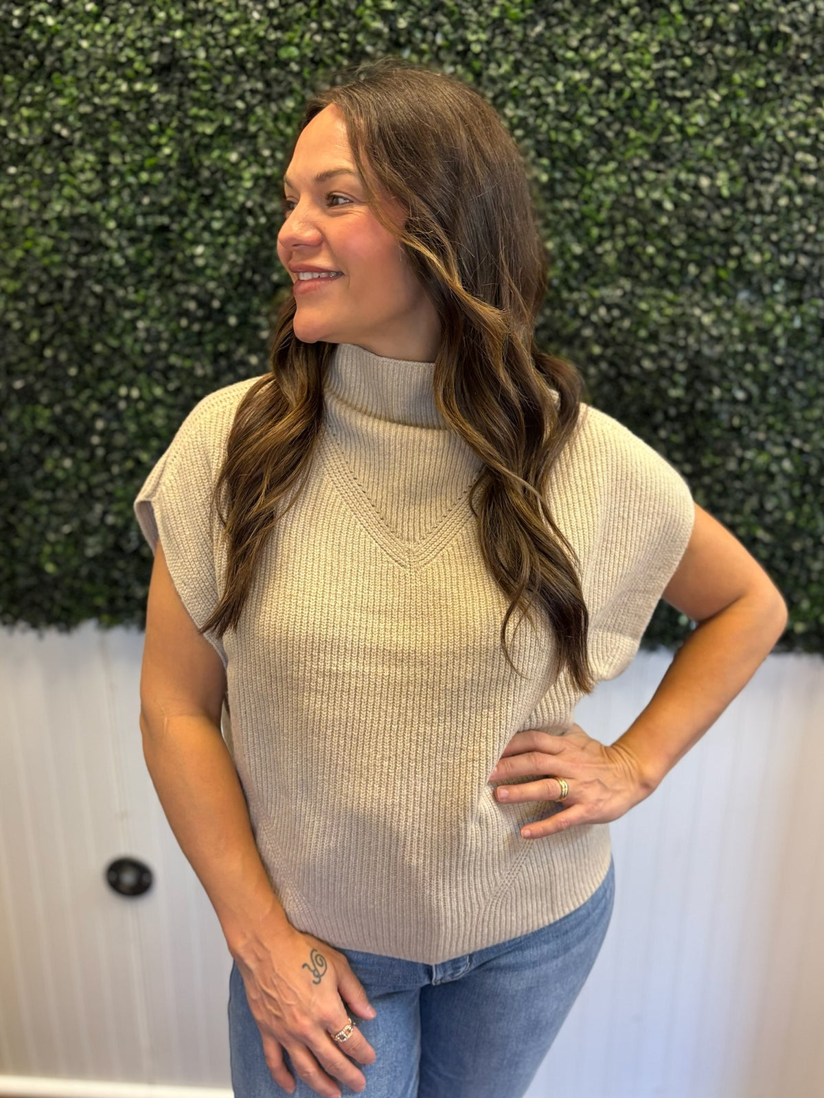 Coffee & Cream Mock Neck Sweater