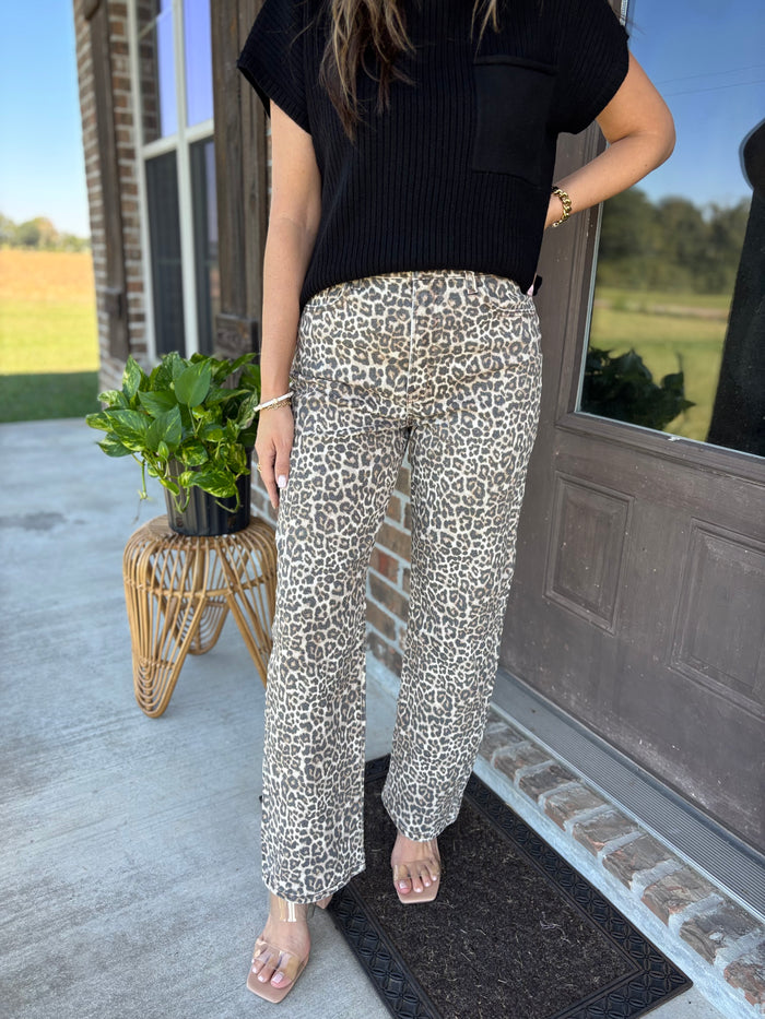 Leopard High Rise Dad Jean - Cello