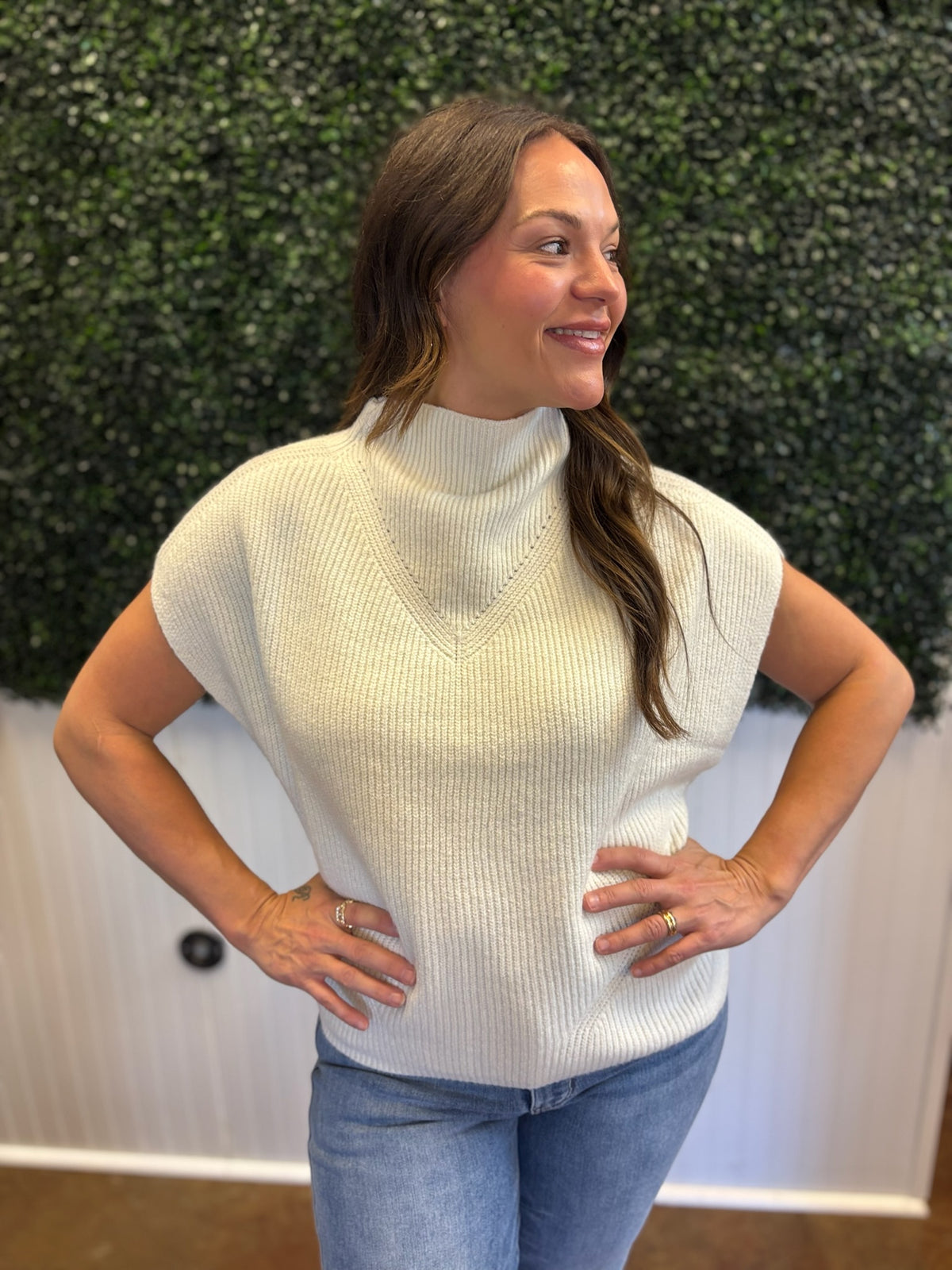 Coffee & Cream Mock Neck Sweater