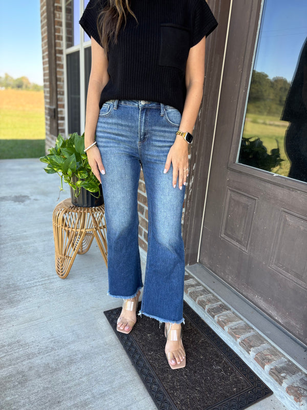 Haven High Rise Crop Straight Jean