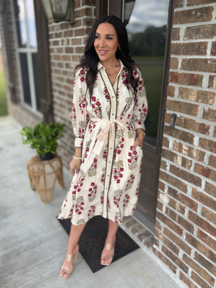 Wild Blooms Belted Dress