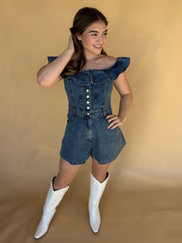 Denim Darling Ruffle Romper