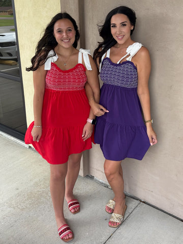 Sideline Sass Smocked Dress
