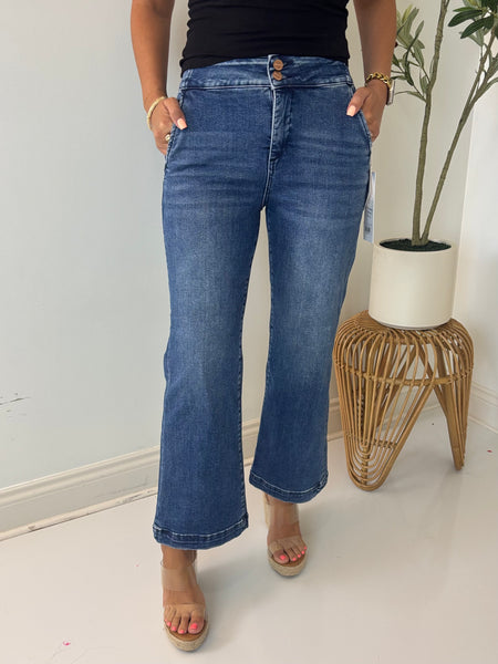 Bea Cropped Tummy Control Bootcut Jean - Risen