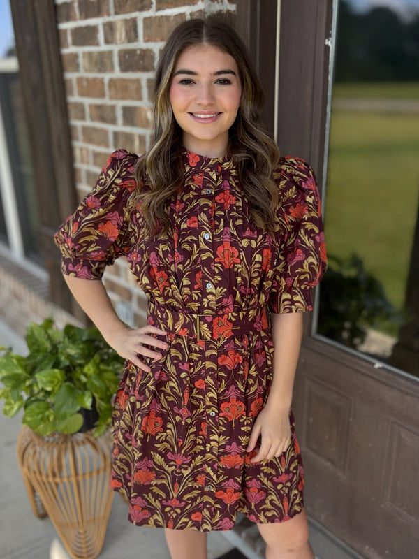 Mosaic Meadow Floral Dress