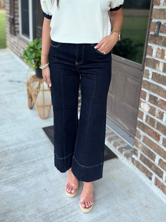 Marlow Cropped Wide Leg Tummy Control Jean - Risen