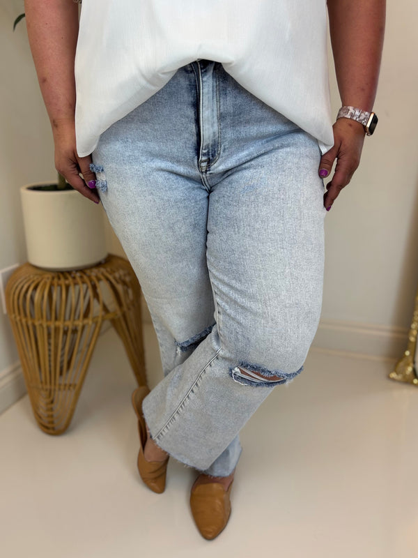 Ana Acid Wash Ankle Straight Jean - Risen (Plus)