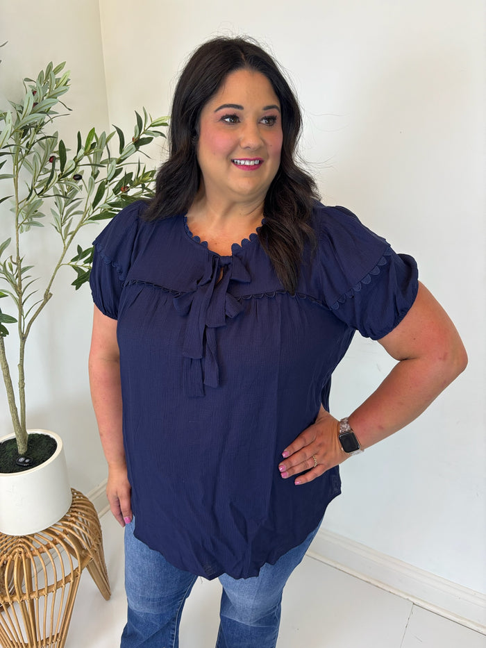 Chic Scallop Blouse - Plus