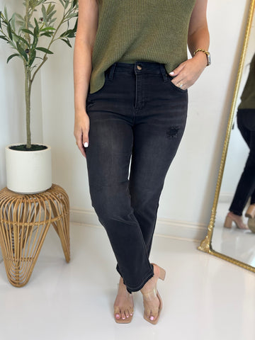 Marissa Straight Leg Release Hem Jean - Risen