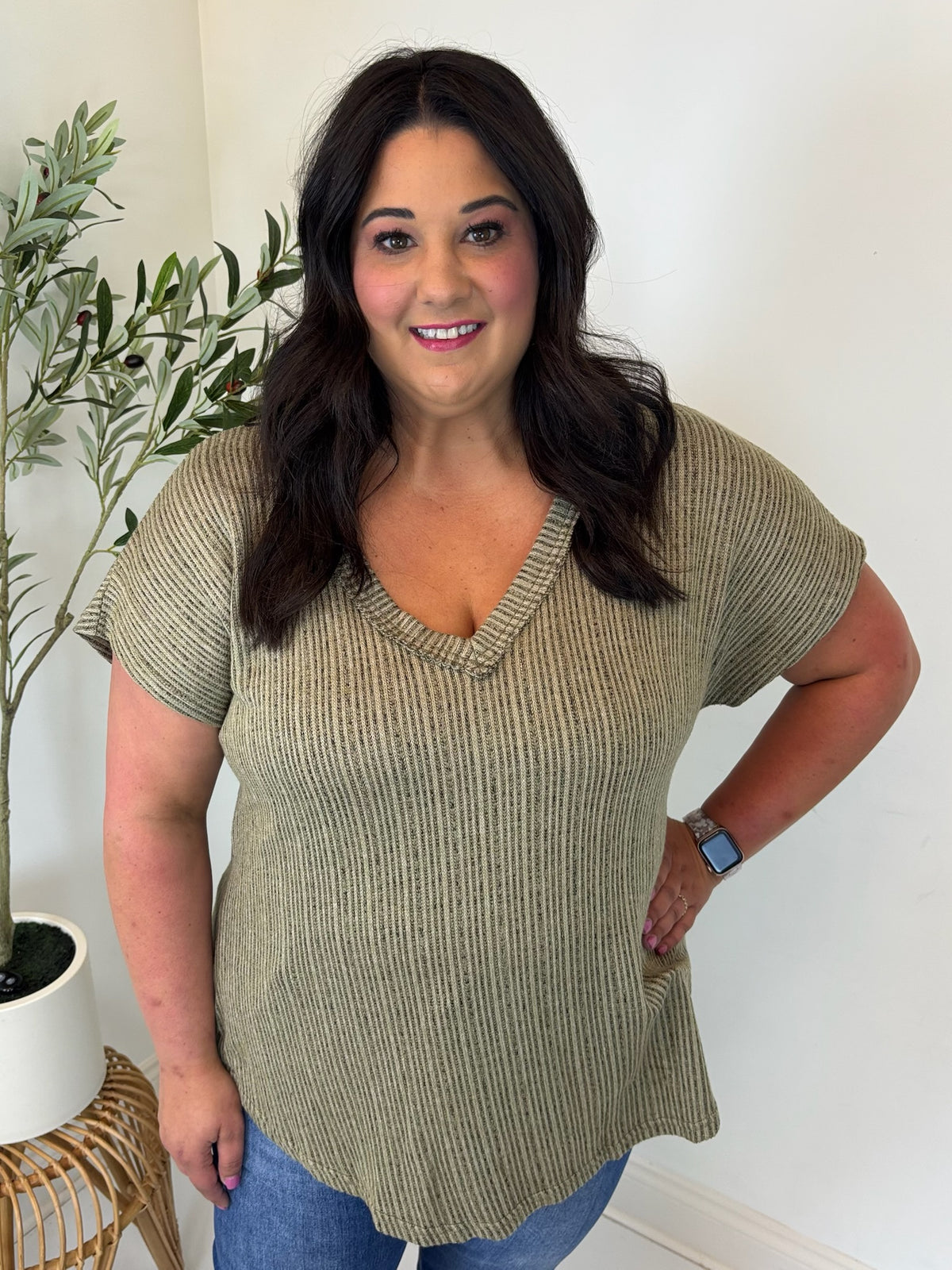 Weekend Ease V Neck Top - Plus