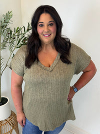 Weekend Ease V Neck Top - Plus