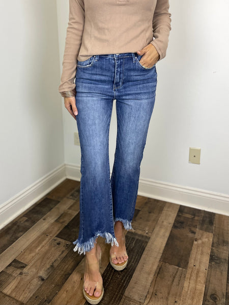Jayme High Rise Frayed Hem Jeans - Risen
