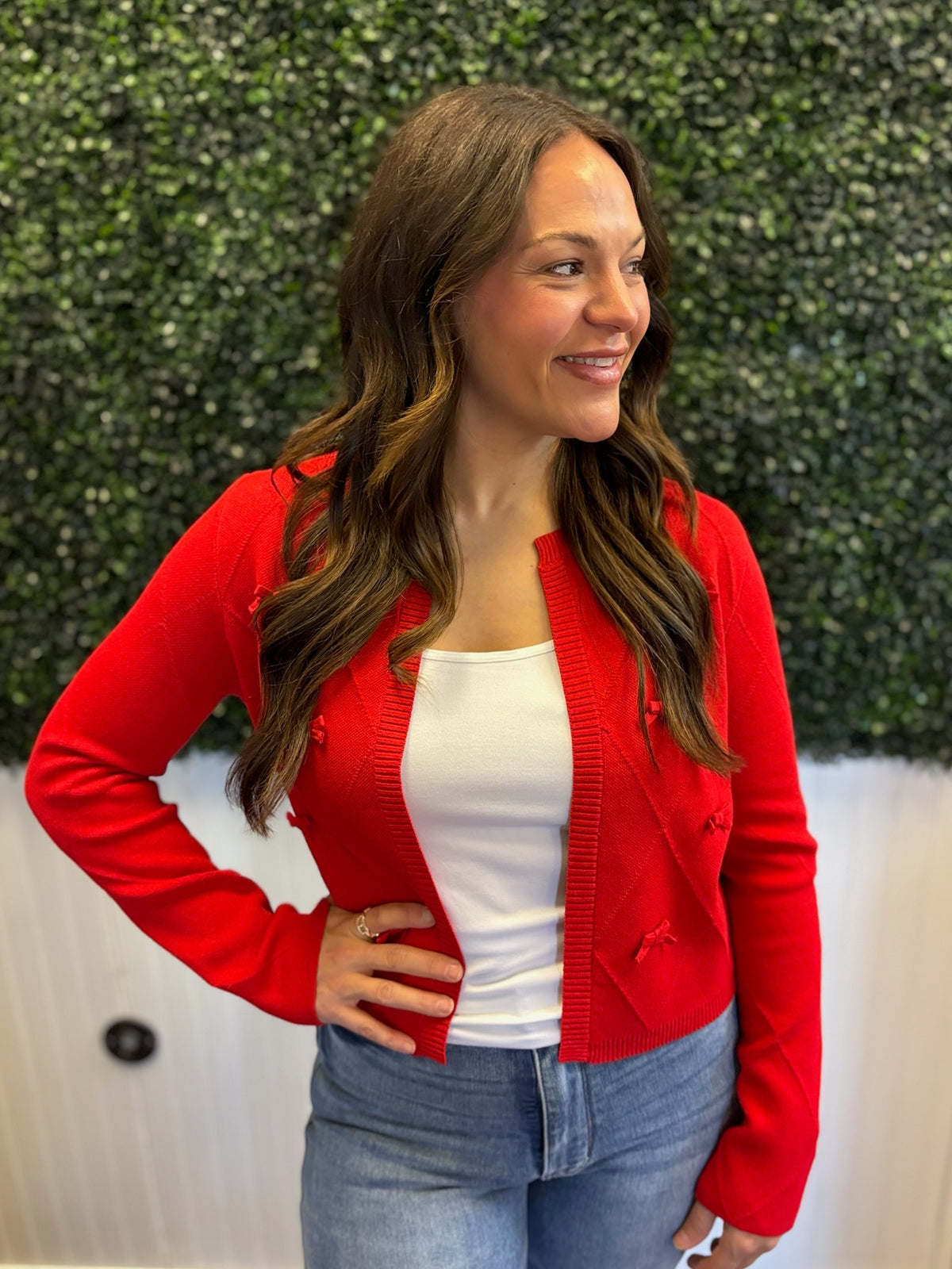 Darling Detail Diamond Print Cardigan