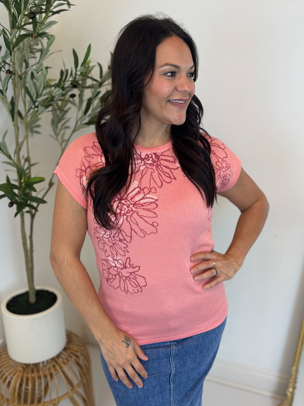 Focal Point Flower Print Top