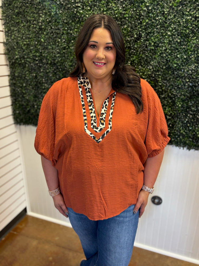 Spice and Spots Contrast Top - Plus