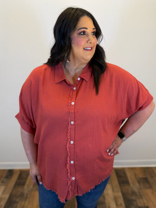 Sunset Button Front Top - Plus