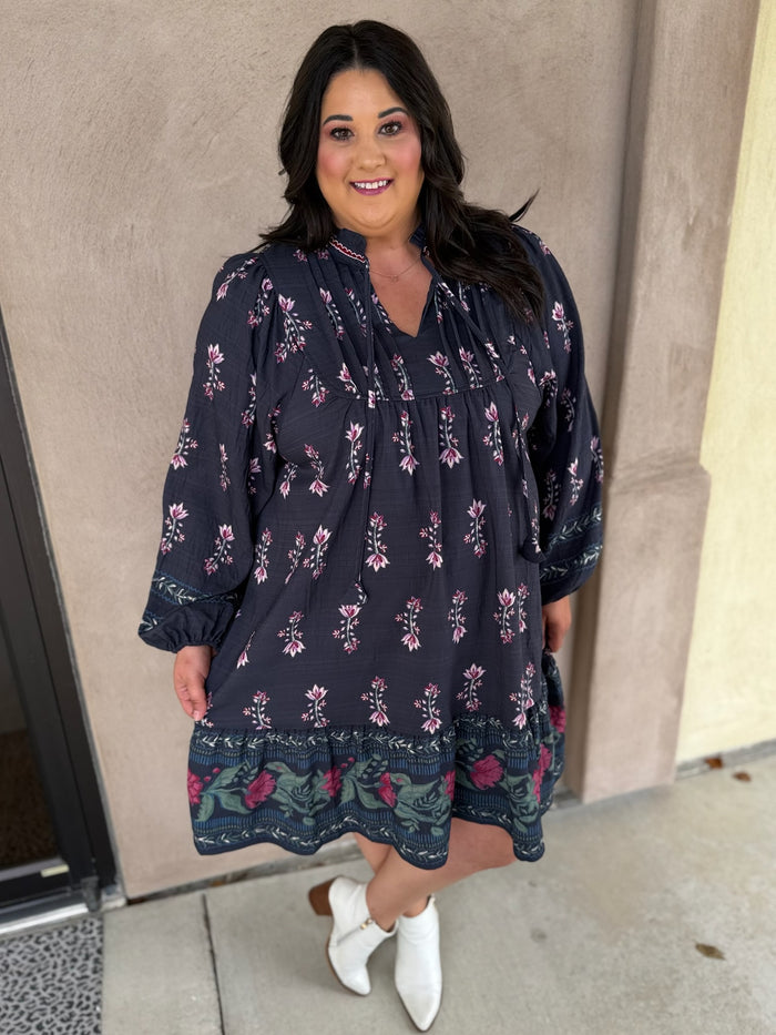 Rustic Reverie Floral Dress - Plus