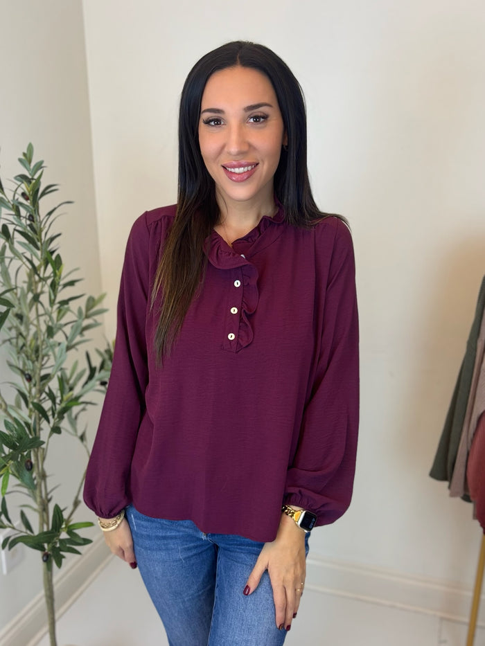 Wine and Willow Ruffle Top