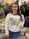 Embroidered Mardi Gras Sweater