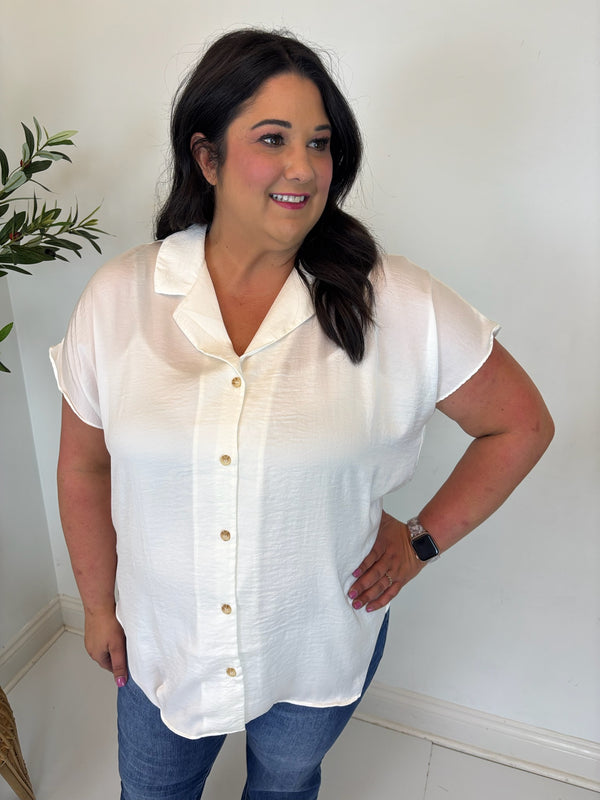 Simple Thing Button Front Blouse - Plus