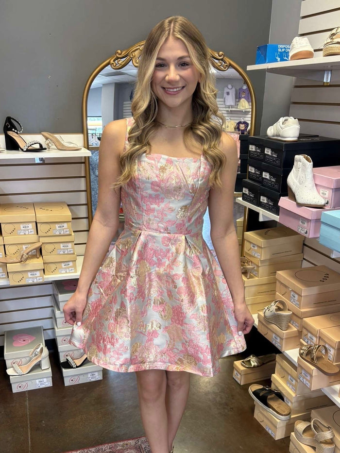Rosé Reverie Jacquard Dress