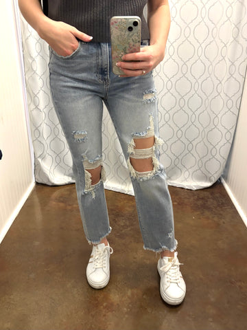 Demi Distressed Straight Leg Jean - Risen