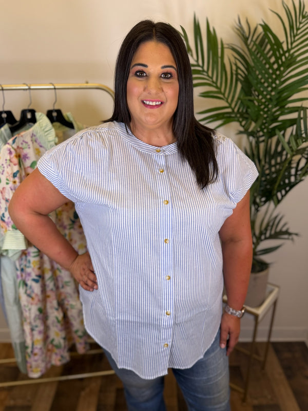 Coastal Route Striped Blouse - Plus