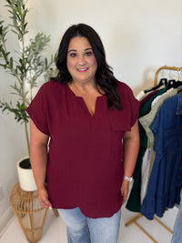 Sonya Split Neck Top - Plus