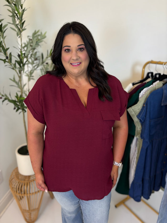 Sonya Split Neck Top - Plus