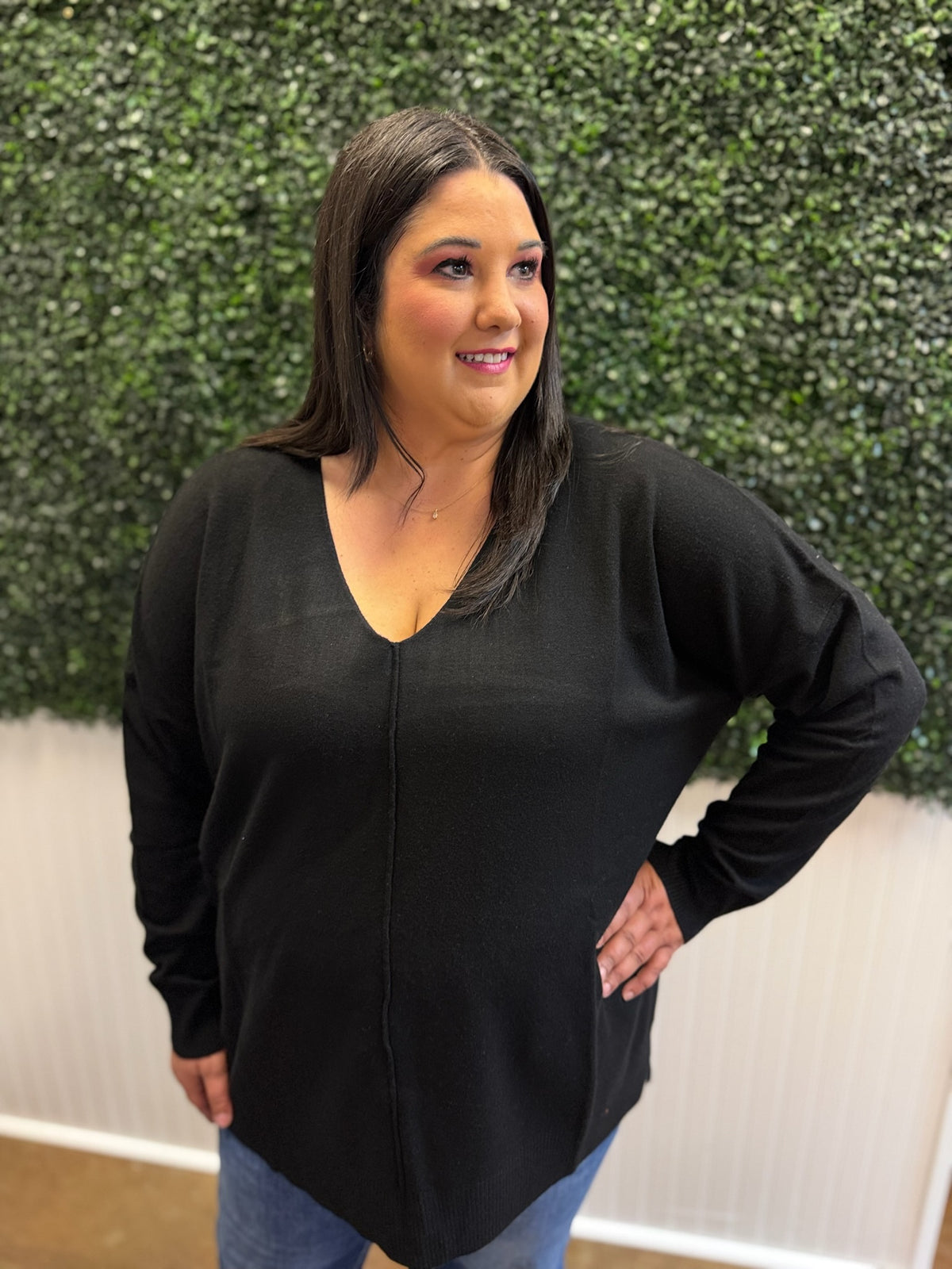 Clean Lines V-Neck Top - Plus