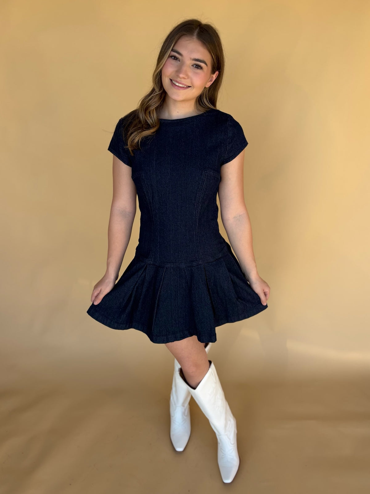 Blue Ribbon Open Back Dress