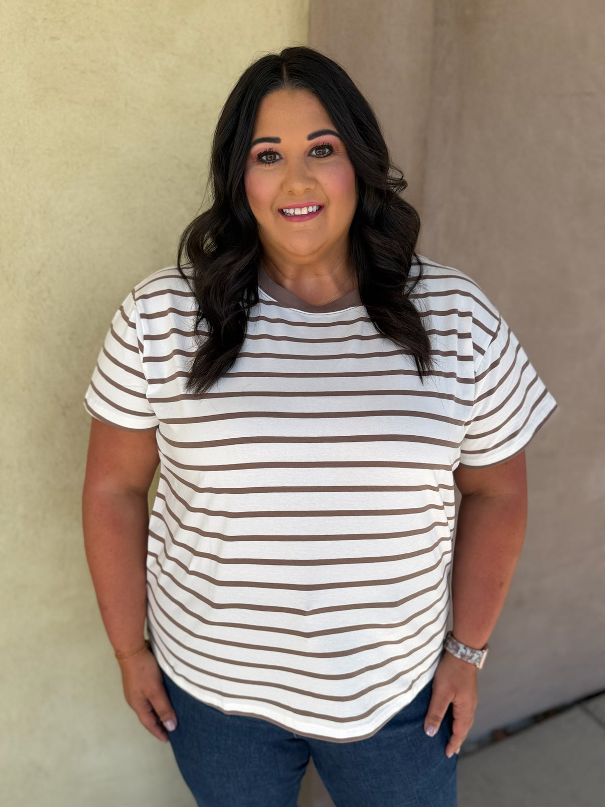 Easy on Me Striped Top - Plus