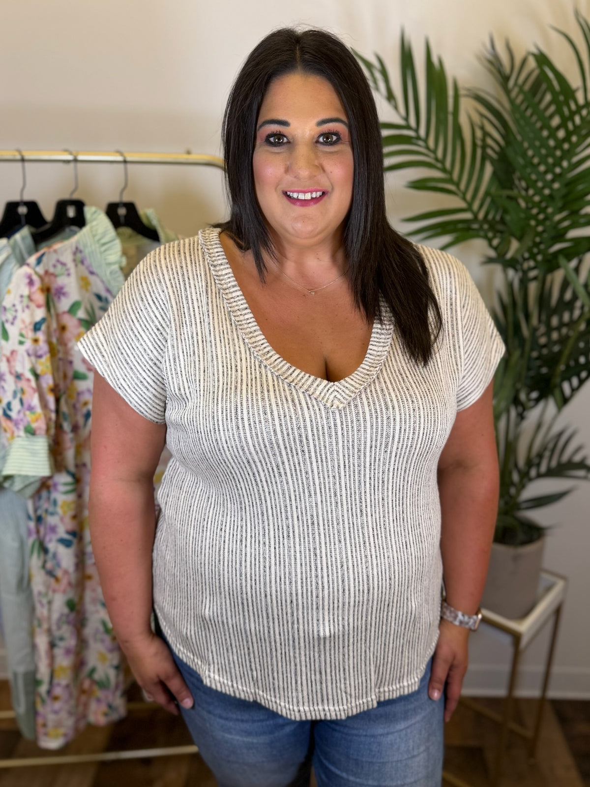 Weekend Ease V Neck Top - Plus