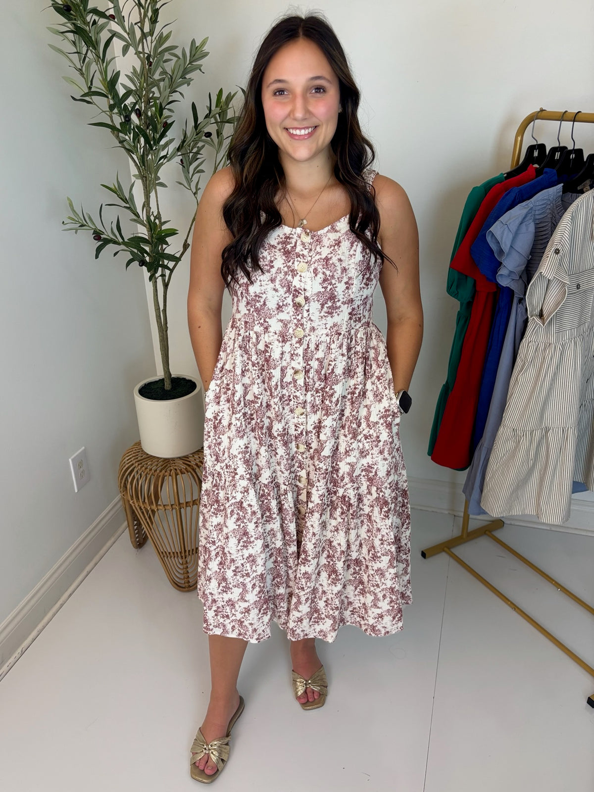 Countryside Style Dress - Burgundy