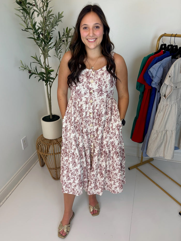 Countryside Style Dress - Burgundy