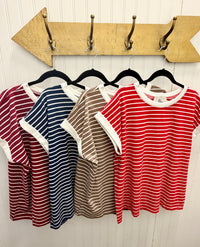 Casual Contrast Striped Top - Plus
