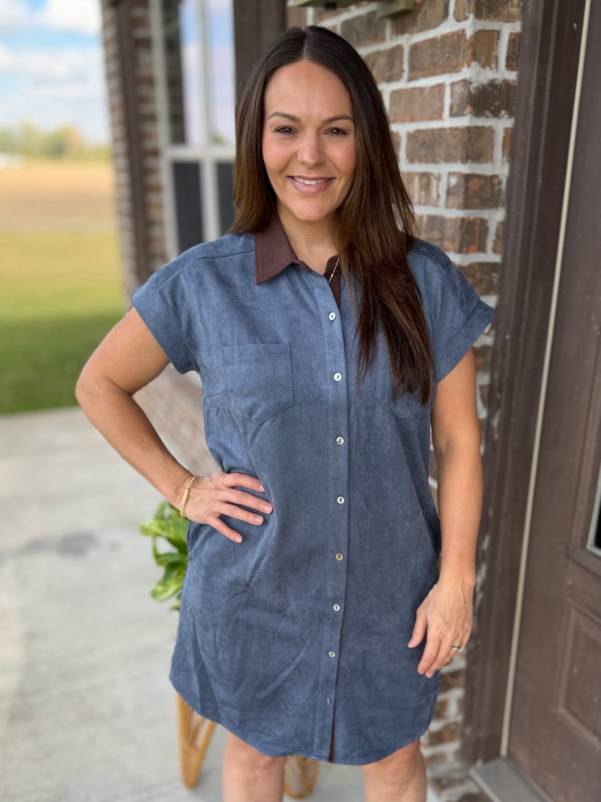 Seasonal Shift Button Front Dress