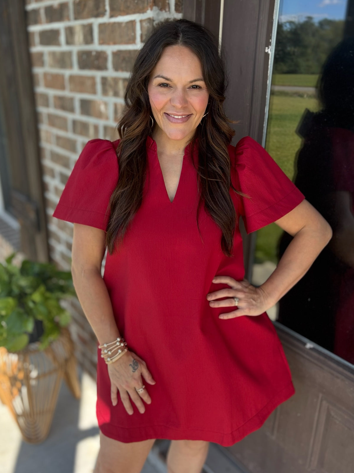 Autumn Flame Ruffled Dress