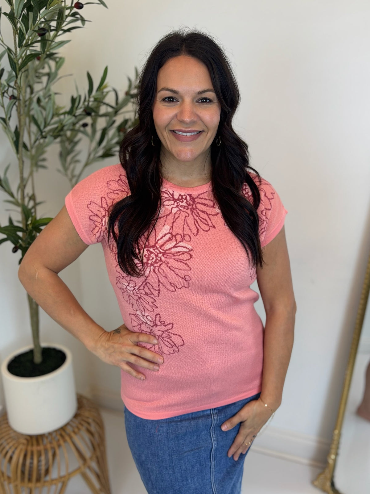 Focal Point Flower Print Top