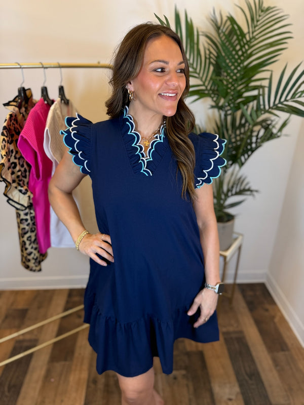 Sapphire Shore Scalloped Dress