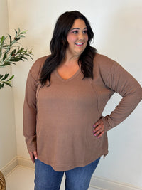 Coffee Break Ribbed Top - Plus