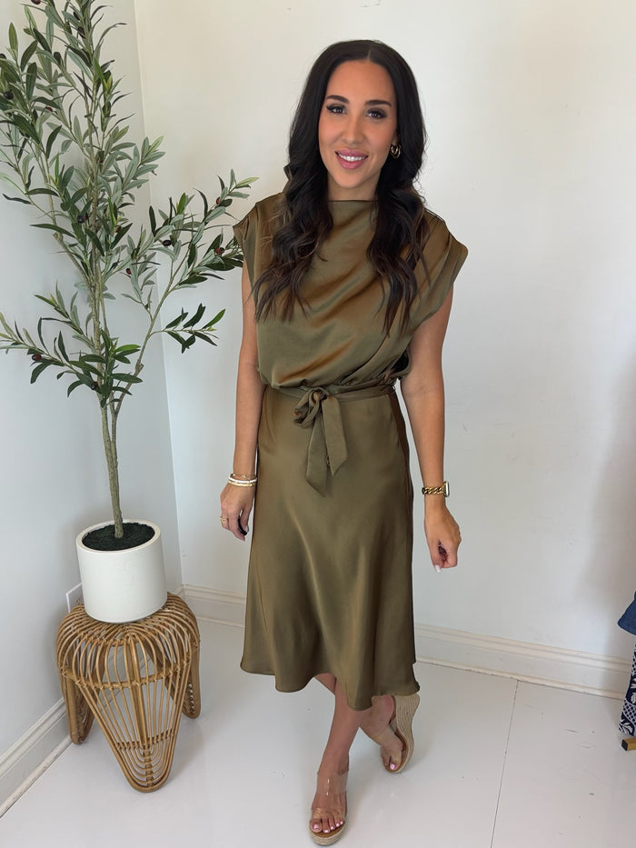 Olive Aura Midi Dress