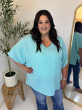 Aqua Dolman Sleeve Blouse - Plus