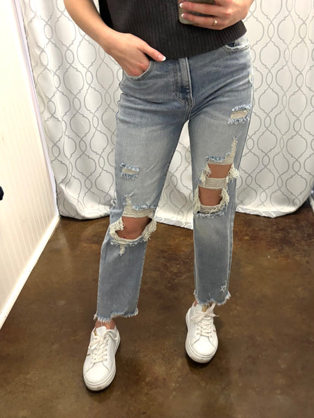 Demi Distressed Straight Leg Jean - Risen