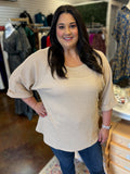 Taupe Waffle Knit Top - Plus