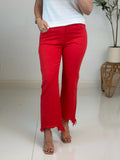 Red Mid Rise Step Hem Jean - Risen