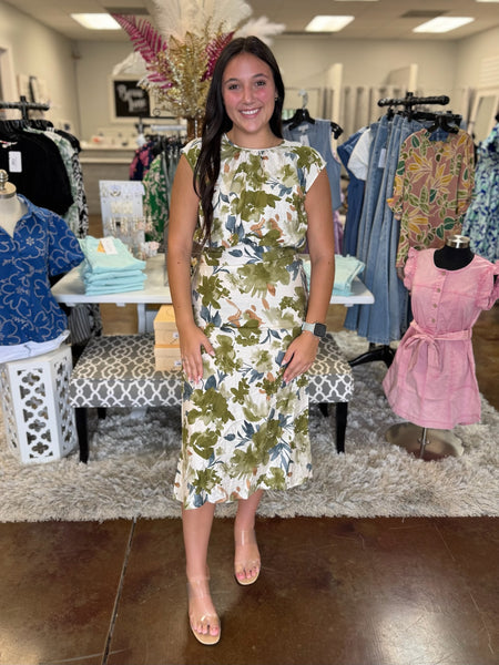 Olive Grove Midi Dress