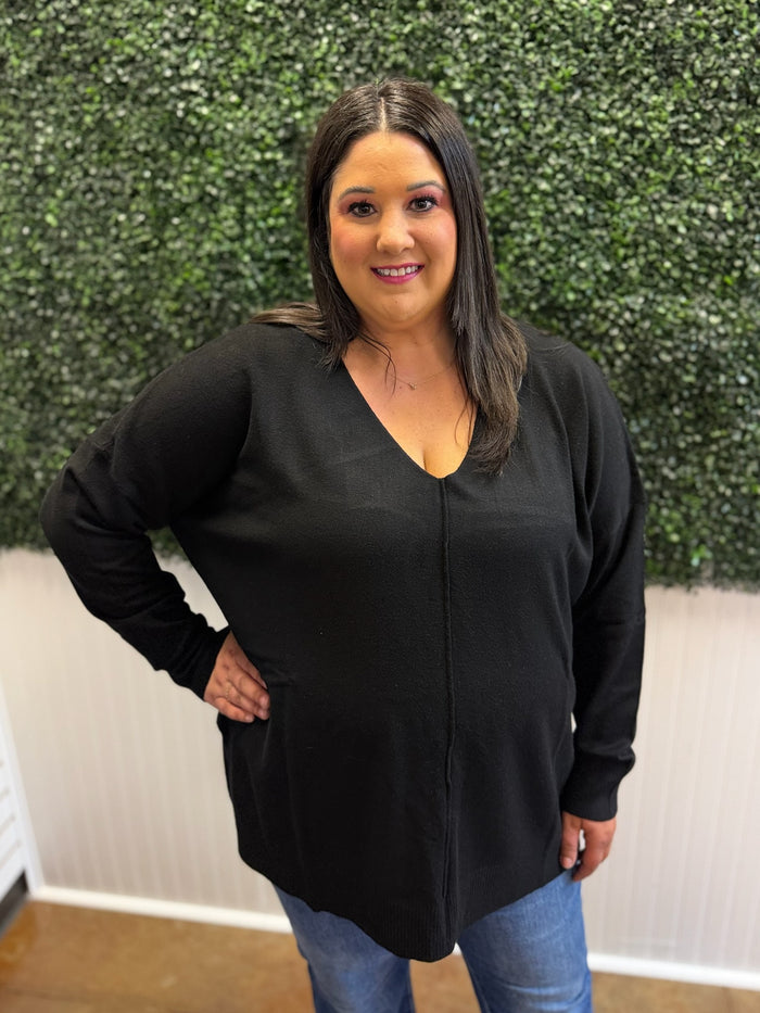 Clean Lines V-Neck Top - Plus